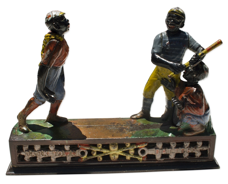''Dark Town Battery'' Cast Iron 19th Century Mechanical Bank -- Fully Functioning